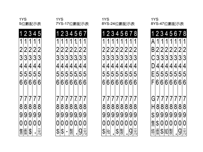 1YS 一行字標價機