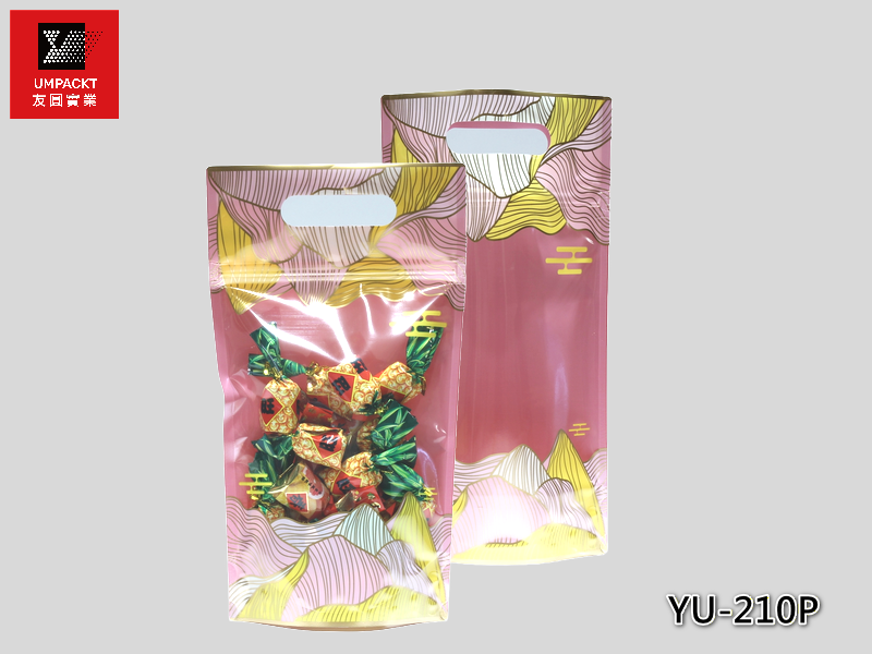 日紋(粉)手提夾鏈立袋