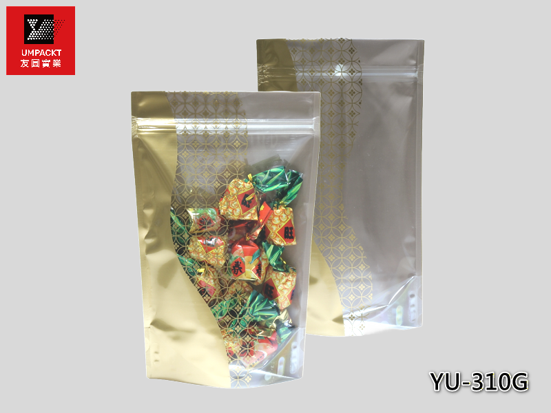 經典老花夾鏈立袋(金)