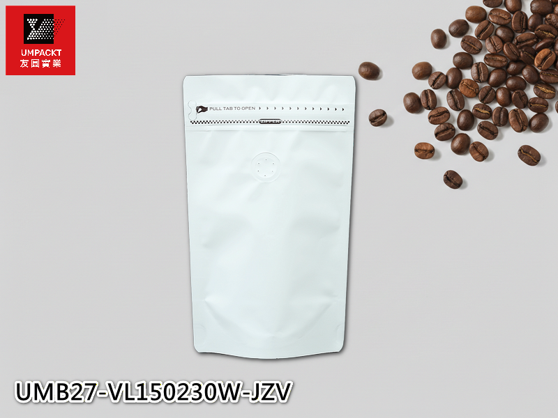 咖啡夾鏈立袋(白)氣閥-中